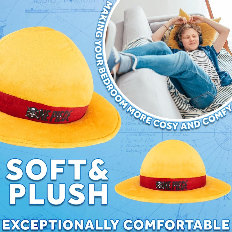 Get Trend One Piece Plush Cushion Pillow for Kids, Teens, Adults, Soft Plush Throw Pillow Cute Fluffy Cushion Anime Decor Cuddle Plushies Gifts (Yellow One Piece, L13.8 x W13.8) - Image 5